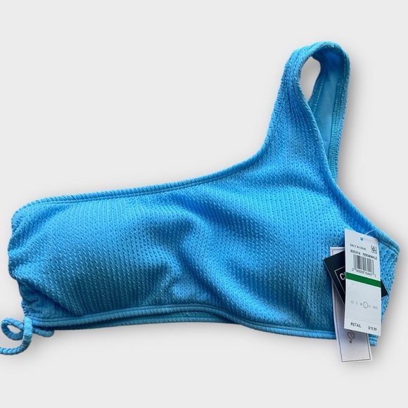 Salt & Cove Junior Swim Sandy Ribbed One Shoulder top - Picture 3 of 5